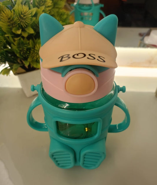 Cute Cartoon Water Bottle for Kids | BPA-Free Sipper with Straw & Handle | Leak-Proof Sports Bottle for School & Travel (450ml)