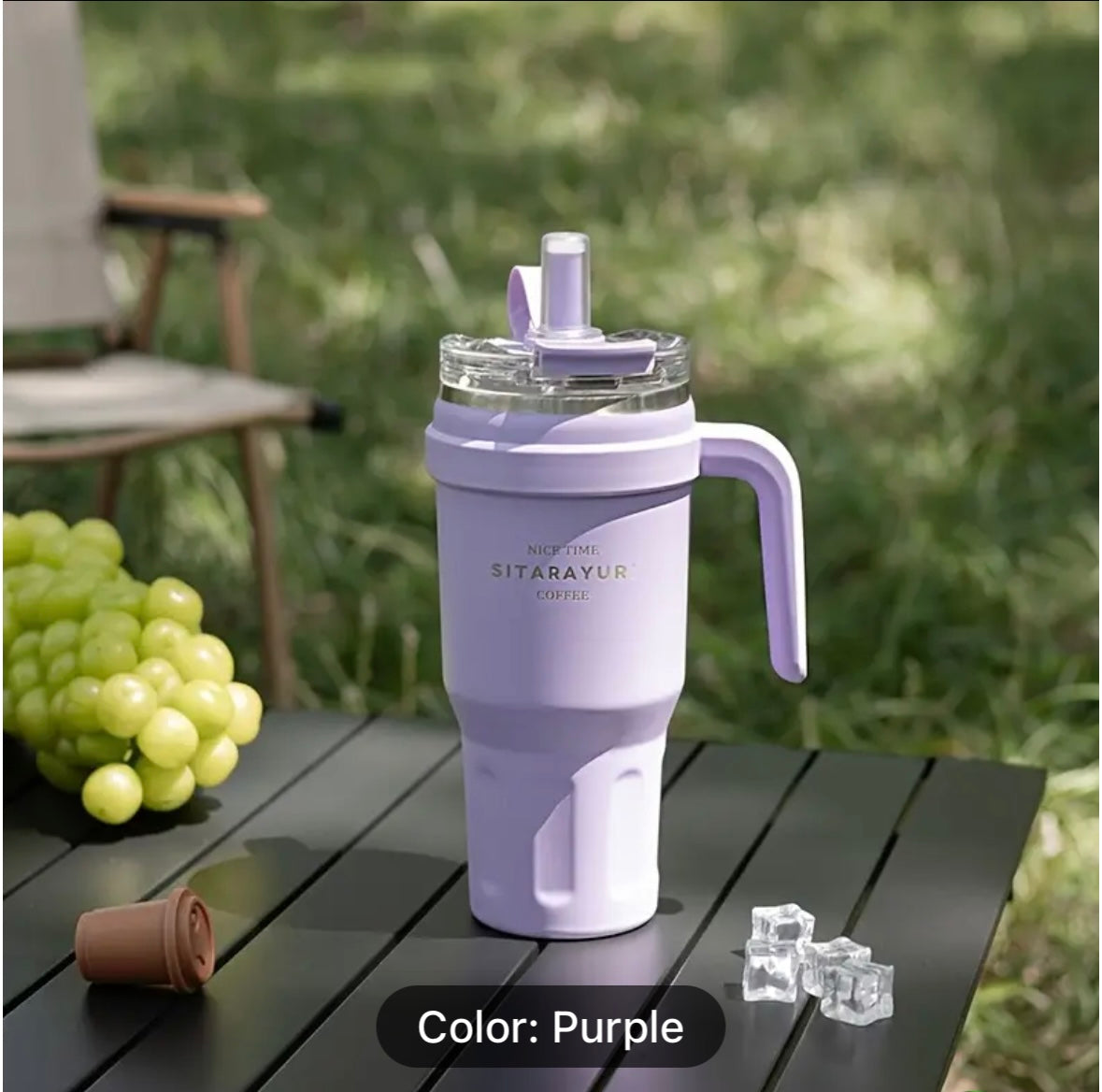 Insulated Coffee Tumbler with Handle and Straw | Double-Wall Stainless Steel for Hot & Cold Drinks Tumbler with Handle and Straw | Insulated 40 oz Stainless Steel Travel Mug