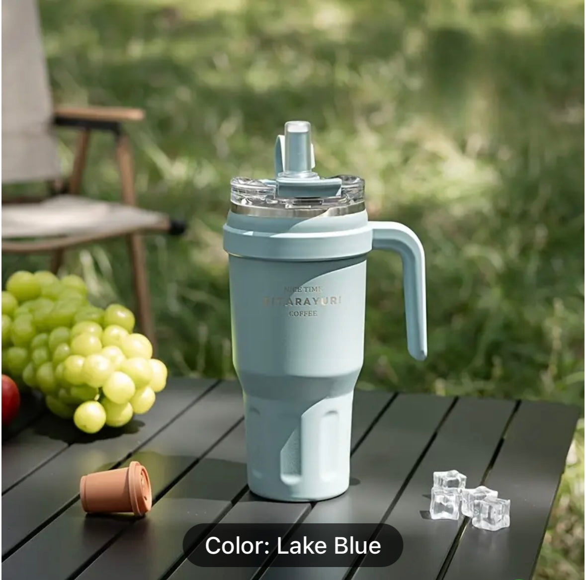 Insulated Coffee Tumbler with Handle and Straw | Double-Wall Stainless Steel for Hot & Cold Drinks Tumbler with Handle and Straw | Insulated 40 oz Stainless Steel Travel Mug