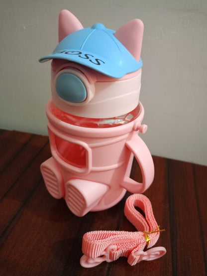 Cute Cartoon Water Bottle for Kids | BPA-Free Sipper with Straw & Handle | Leak-Proof Sports Bottle for School & Travel (450ml)