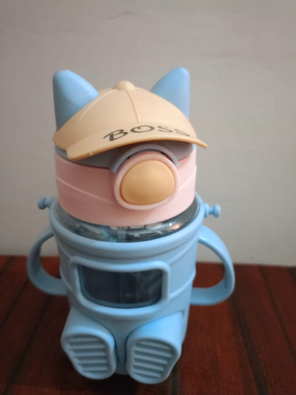 Cute Cartoon Water Bottle for Kids | BPA-Free Sipper with Straw & Handle | Leak-Proof Sports Bottle for School & Travel (450ml)