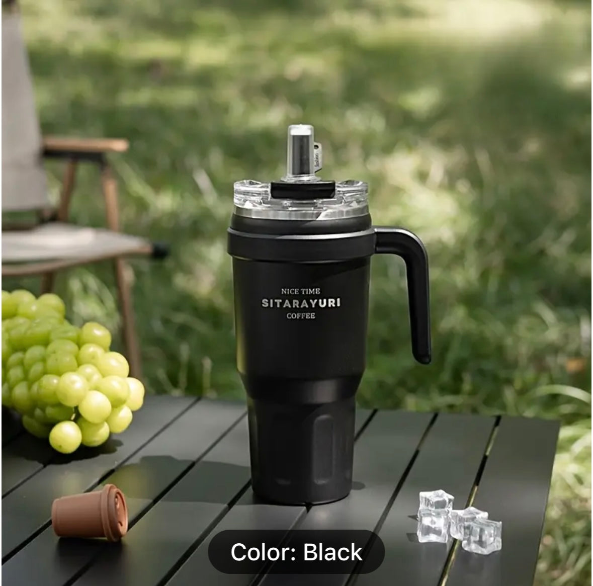 Insulated Coffee Tumbler with Handle and Straw | Double-Wall Stainless Steel for Hot & Cold Drinks Tumbler with Handle and Straw | Insulated 40 oz Stainless Steel Travel Mug