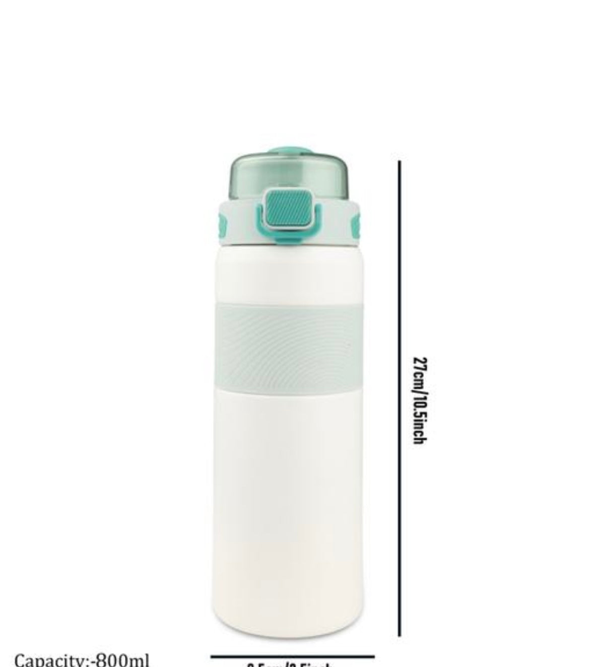 Premium Stainless Steel Sports Water Bottle (800ml) - Leak-Proof with One-Touch Flip Lid & Safety Lock