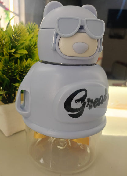 Great" Sipper Water Bottle with Straw & Carry Strap | Cute Design for Kids/Travel | Spill-Proof