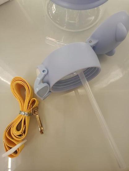 Great" Sipper Water Bottle with Straw & Carry Strap | Cute Design for Kids/Travel | Spill-Proof