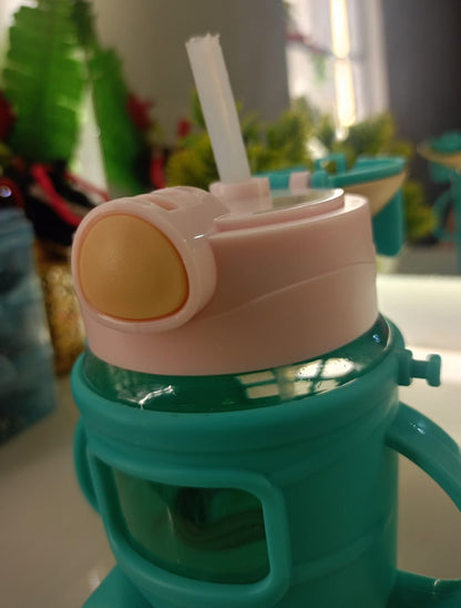 Cute Cartoon Water Bottle for Kids | BPA-Free Sipper with Straw & Handle | Leak-Proof Sports Bottle for School & Travel (450ml)